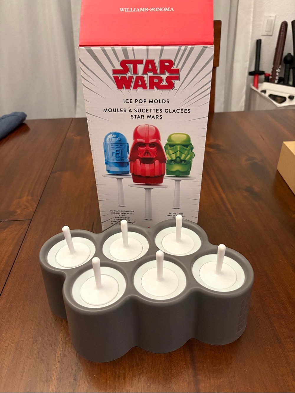 Williams Sonoma Gray Silicone Star Wars Ice Pop Molds with White Sticks